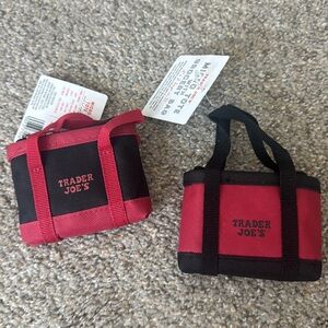NWT 2 Trader Joe’s micro tote/grocery bags. black and red